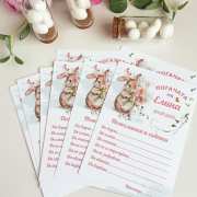 Карти за съвети за наричане на бебе Картички за наричане на бебе със сладко зайче и място за пожелания