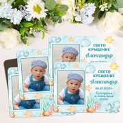 Магнитчета за гости на рожден ден на момче Магнити за погача със снимка и морски дизайн