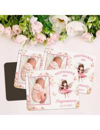 Магнити за погача със снимка и фея в розово