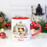 Коледна чаша с дръжка сърце и надпис за кафе