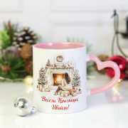 Коледни чаши за кафе с момиче