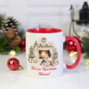 Коледни чаши за кафе с момиче