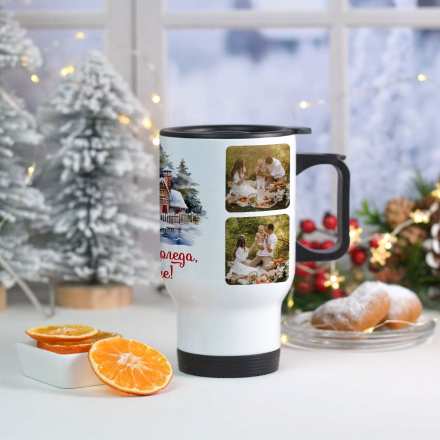 Коледна термочаша със снимки за подарък в Gifty.BG