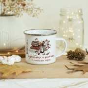 Коледно канче "Курабийки и филми с любими хора" идеален подарък идея Коледно канче с надпис "Курабийки и филми с любими хора" за подарък